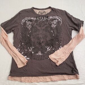 Drifter Industries gray multicolor layered long sleeve graphic tee